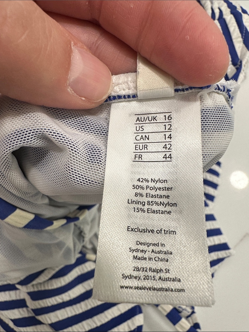 SeaLevel Striped Blue & White One-Piece Swimsuit - Picture 6 of 6